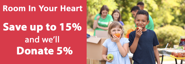 Save 15% and We'll Donate 5%